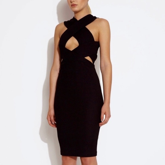 AQ/AQ Black Cutout Midi Dress - Picture 1 of 2